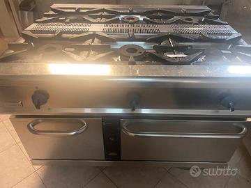 Cucina gas professionale 6fuochi forno incorporato