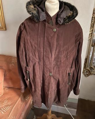 Parka in pelle scamosciata donna