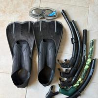 Apnea Sub pinne corte + 5 tubi + occhiali nuoto