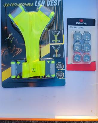 Gilet da corsa con  led piu luci clip con led