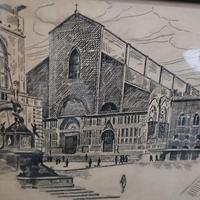 Quadro a inchiostro di china Basilica S. Petronio 
