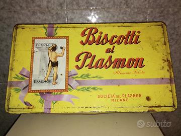 Scatola Metallica Vintage Biscotti Plasmon 1957