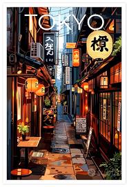 Tokyo Tea House Street, Tela Canvas 40x30 cm