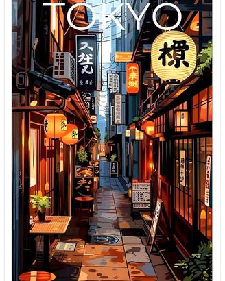 Tokyo Tea House Street, Tela Canvas 40x30 cm