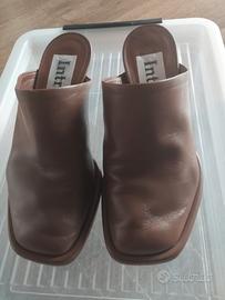 Scarpe Sabot donna marrone vera pelle 