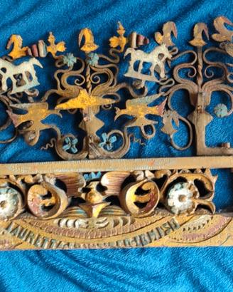 Carretto Siciliano sponda in ferro battuto antica 