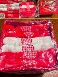 12 asciugamani lavatte per mani con due cestini