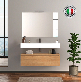 Mobile bagno sospeso 100 cm in legno color rovere