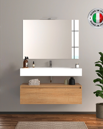 Mobile bagno sospeso 100 cm in legno color rovere