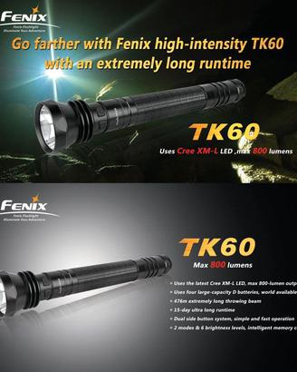 TORCIA FENIX TK60 800 LUMENS NUOVA