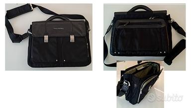 Borsa Piquadro in pelle nera e tessuto traspirante