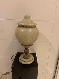 Lampada coppa da Tavolo in Alabastro Decorata 1930