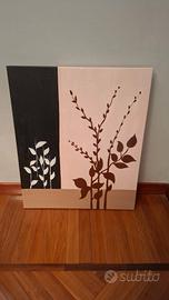 Quadro moderno su tela con rami e foglie stilizzat