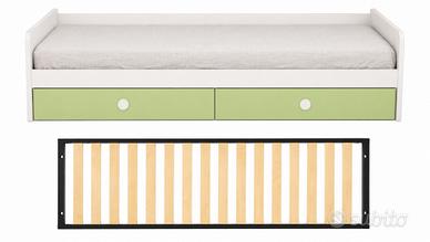 Struttura di legno con rete  80x195+ cassettoni