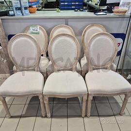 SEDIE PZ. 6 LEGNO FRASSINO SHABBATO ROSINO TESSUTO