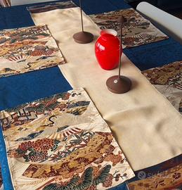 Set 4 tovagliette e runner broccate  Giapponese