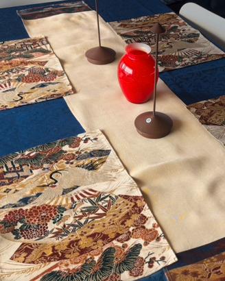 Set 4 tovagliette e runner broccate  Giapponese