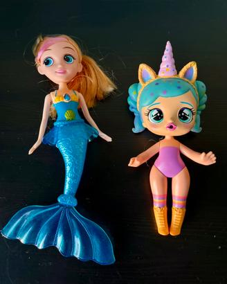 Lotto 2 Bambole da Collezione: Sirena e Unicorno