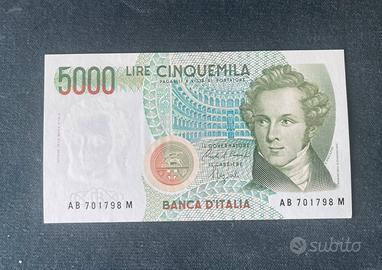 Banconota 5000 lire Bellini 1985 FDS