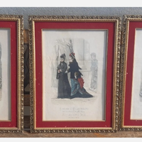 Litografia moda 1876 cornice GIORNALI TREVES Mi