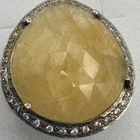 Anello vintage in argento 925 con pietra gialla