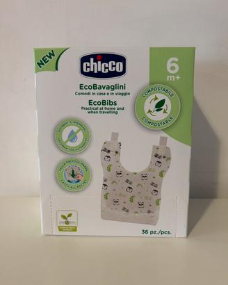 Chicco EcoBavaglini 6m+ Compostabili 36pz nuovi