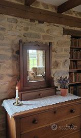 Specchiera antica da toilette legno massello