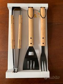 Set barbecue legno idea top taste griglia bbq
