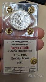 Moneta 2 Lire 1916 "Quadriga Briosa" Argento