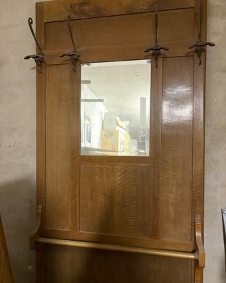 Appendiabiti da ingresso vintage in legno con spec