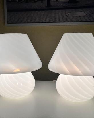 Coppia lampade vetro di Murano swirl vintage a fun