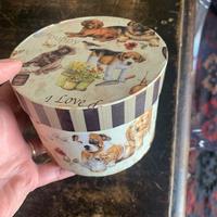 scatola vintage cartone con decorazioni di cani