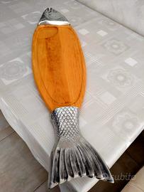 Tagliare A Forma Di Pesce Acciaio E Legno 90 X 22
