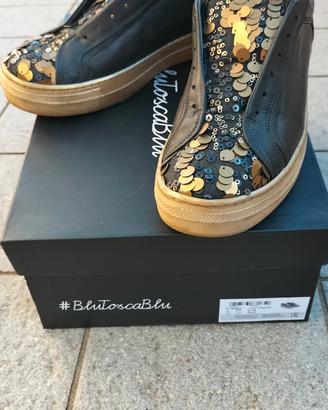 Scarpe nere in pelle con paillettes Tosca Blu