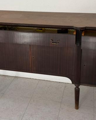 Credenza vintage legno scuro con cassetti e ante