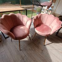 Set poltrone a conchiglia in velluto nuove Frida
