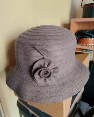 cappello Cloche Vintage 100% Lana nuovo