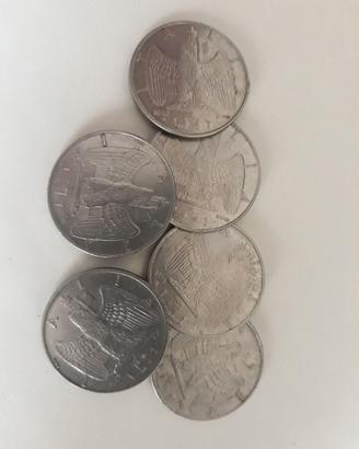 6 monete da 1 lira del regno d'italia del 1942
