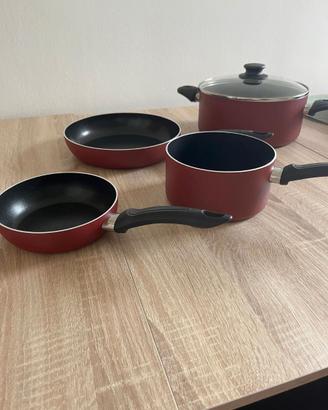 Set pentole rosse antiaderenti 5 pezzi
