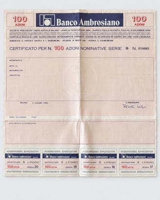 Lotto 4 certificati azionari Banco Ambrosiano
