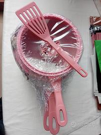 set di padelle per friggere 7pz rosa