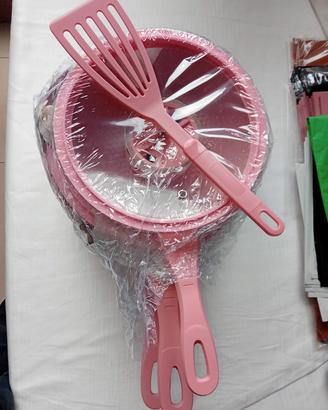 set di padelle per friggere 7pz rosa