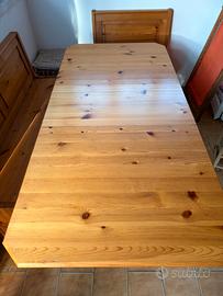 Panca rustica con tavolo in legno massello