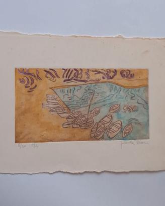 Iolanda Bison (1948-2021), Barche, acquaforte 8/30