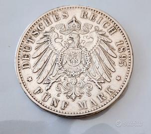 Moneta 5 marchi argento 1895