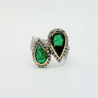 Anello oro 18 kt smeraldi ct 3.60 diamanti ct.1.40