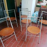 6 sedie pieghevoli in acciaio e legho