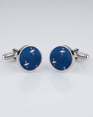 Gemelli da camicia eleganti in tessuto blu metallo