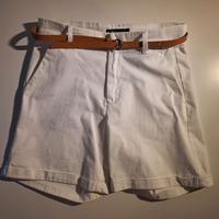 Pantaloncino bianco zuiki con cintura beige