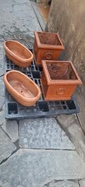 set di 4 vasi in cotto dell'inpruneta